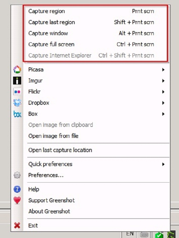 How to capture screen with Greenshot